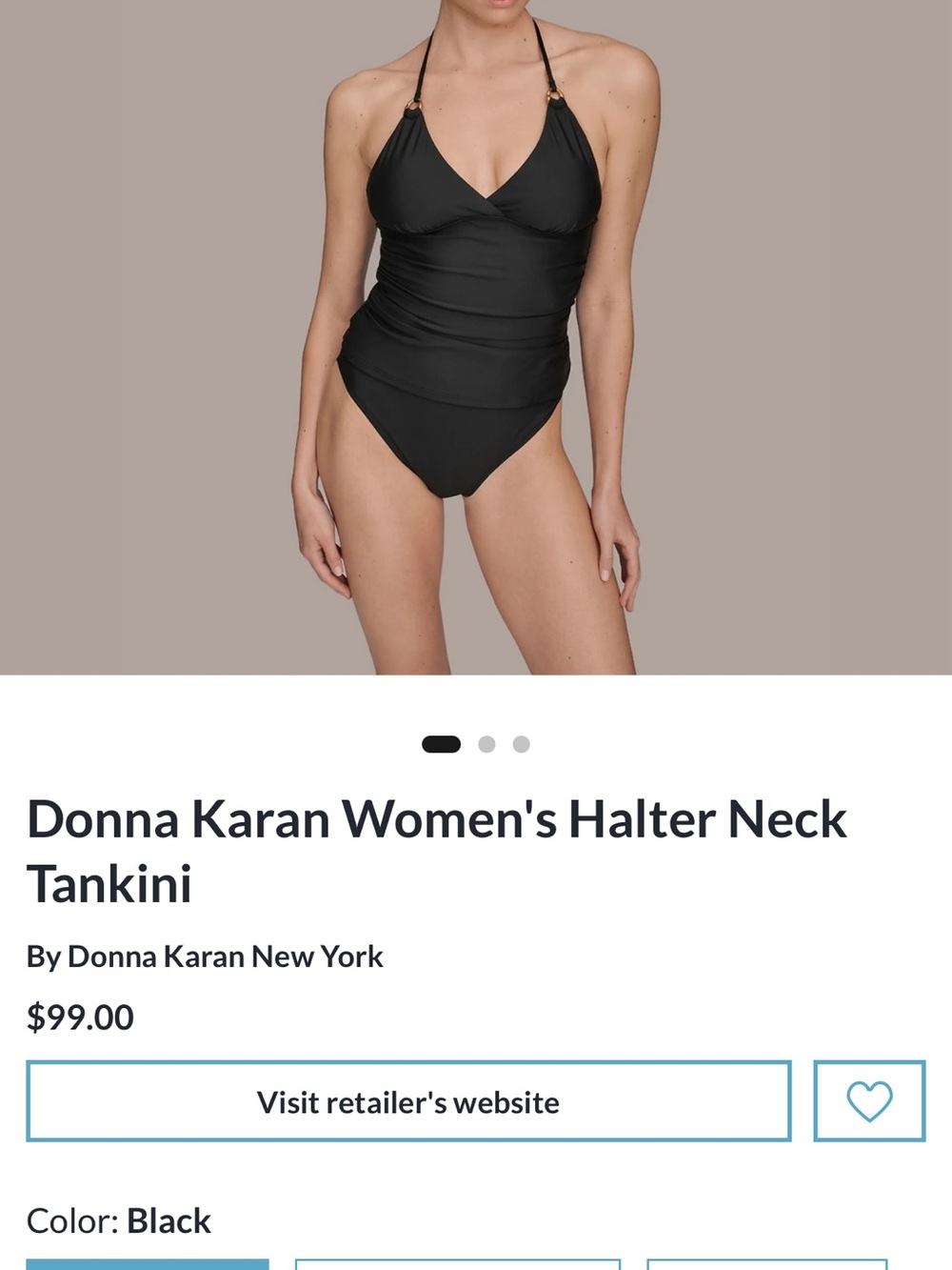 Donna Karan Black Halter Swim Tank Top